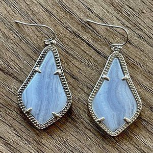 Kendra Scott Alex Silver Drop Earrings in Blue Lace Agate
